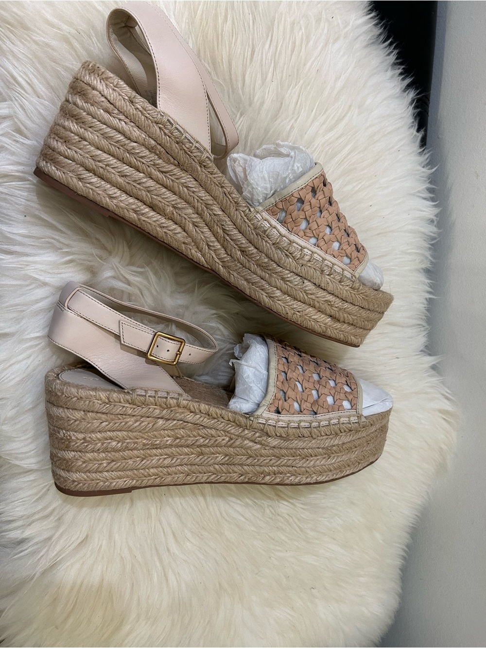 Tory Burch Woven Espadrille Platform Sandals - Beige & Natural